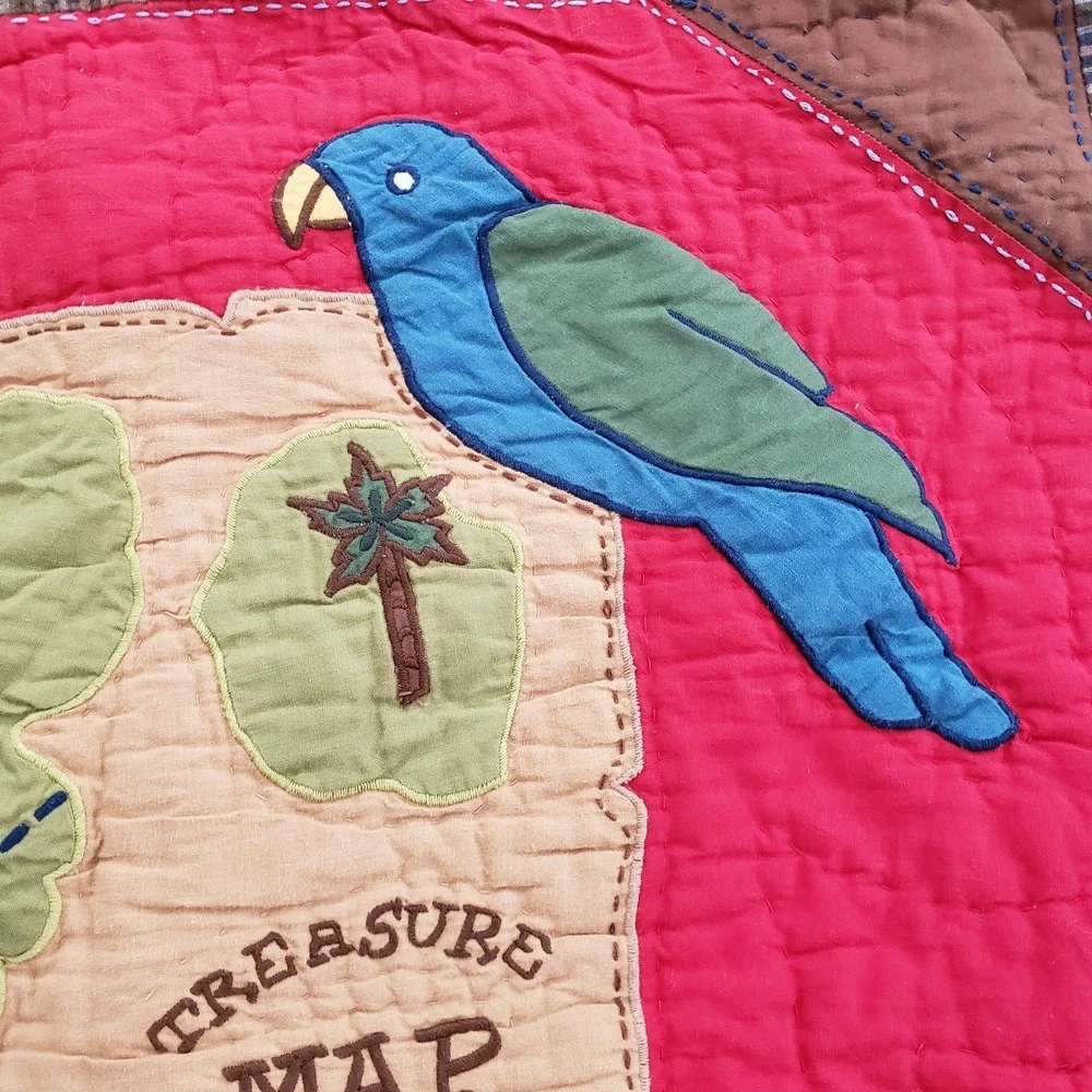 Vintage The Company Store Company Kids Treasure Map Pillow Sham Standard Parrot